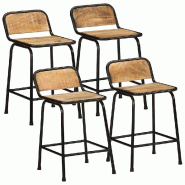 VidaXL Tabourets de bar lot de 4 bois massif manguier brut Modèle Apex Design - 4013535