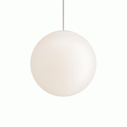 Zafferano Sferis Lampe à suspension Sphère en verre opale satiné, monture en polycarbonate, diamètre 25 cm, hauteur totale 315 cm, design minimali