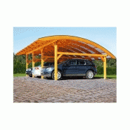 Abri voiture autoportant / structure en bois / toiture arrondie en polycarbonate alvéolaire / pour 3 voitures