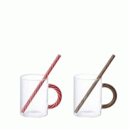 Aulica Tasses à thé en verre sucre d'orge vert et rouge - lot de 2 - multicolore 240801 Aulica Tasses à thé en verre sucre d'orge vert et rouge - lot de 2 - multicolore 240801