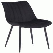Décoshop26 - Chaise de salle à manger x1 couture décorative vertical avec pieds en métal noir mat et assise en velours noir 10_0002324 - noir mét