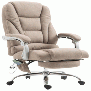 Décoshop26 - Fauteuil de bureau avec fonction massage et repose-pieds ajustables en tissu taupe 10_0002593 - 3000251103984