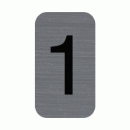 Exacompta - Réf. 67181E - 1 Plaque adhésive imitation Aluminium Chiffre 1 - Dimensions 2,5x4,4 cm - Gris - gris aluminium 67181E