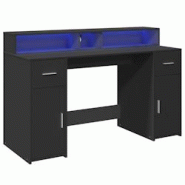 Helloshop26 - Bureau table poste de travail meuble d'ordinateur informatique étude avec lumières LED 140 x 55 x 91 cm bois 02_0023429 - 3000214323442 Helloshop26 - Bureau table poste de travail meuble d'ordinateur informatique étude avec lumières LED 140 x 55 x 91 cm bois 02_0023429 - 3000214323442