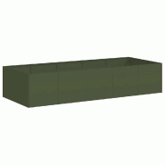 Helloshop26 - Jardinière rectangulaire moderne pour jardin balcon 200 x 80 x 40 cm avec fond ouvert en acier vert olive 02_0051538 - vert acier 30002