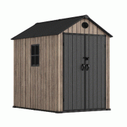 Hoggar – Abri de jardin en résine 3,62 m² Oak O40 – Sol inclus – Fenêtre latérale – Effet bois premium – Double porte large – Protecti