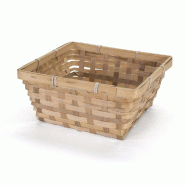 Panier bambou naturel carré - 23x23x11cm - Empilable pour commerces
