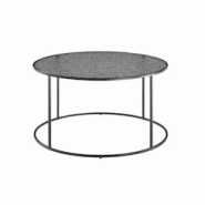 SalesFever Table basse Ø 80 cm | rond | Plaque de verre de 6 mm à aspect structuré | Cadre en métal | L 80 x P 80 x H 45 cm | Noir - noir multi-m SalesFever Table basse Ø 80 cm | rond | Plaque de verre de 6 mm à aspect structuré | Cadre en métal | L 80 x P 80 x H 45 cm | Noir - noir multi-m
