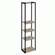 Structure Cage noir 60x40x240cm 4 tablettes taupe