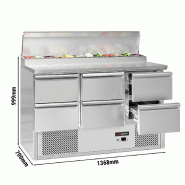 Table de préparation pizza et salade Mini ECO - 6 tiroirs et 8 GN 1