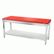 Table de travail en inox 2000x600 mm avec plaque de découpe rouge PREMIUM - GOLDINOX - gris inox 3701770842117