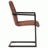 VidaXL Chaises à manger cantilever lot de 2 marron cuir véritable Modèle Vervelor - 321843