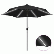 VidaXL Parasol de jardin avec lumières LED et mât en aluminium noir Modèle Helios Essence Plus - 47366