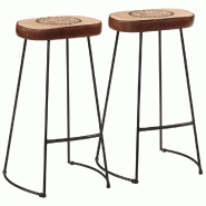 VidaXL Tabourets De Bar Lot De 2 Marron Foncé 44x37,5x78 Cm - 358923