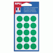 Apli Lot de 5 Etui de 90 pastilles adhésives vertes, diam. 19 mm (6 feuilles / cdt) - 3270241119657