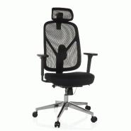 Chaise de bureau / Chaise pivotante RALOO PRO siège en tissu / dossier en maille filet noire hjh OFFICE - noir polyester 882003