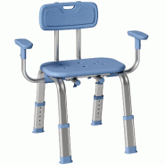 Chaise de douche large 60-70 x 52 x 62-72 cm assise réglable antidérapante antirouille moderne épuré en aluminium bleu 21_0000856 - bleu aluminium