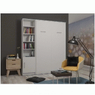 COMPOSITION ARMOIRE LIT ESCAMOTABLE SMART-V2 BLANC MAT COUCHAGE 160 X 200 CM