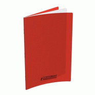 CONQUERANT Lot de 10 Cahier Classique PP piqué 24x32, 96p./48 feuilles 90g/m², quadrillé 5x5, coloris rouge - 3020120108735