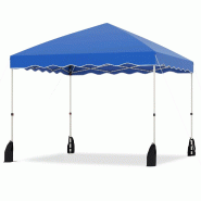 COSTWAY Pavillon 3x3m, pliable avec sac à roulettes, 4 câbles, 4 sacs sable, 8 piquets, tente jardin hiver imperméable, bleu - bleu métal ZB34779NX