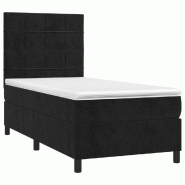 Décoshop26 - Cadre de lit LED avec sommier tête de lit matelas 100x200 cm tissu velours noir TDL0209315 - noir 3001713747760