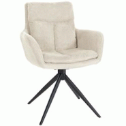 Décoshop26 - Chaise de salle à manger x1 extra confort pivotant en tissu crème piètement en métal noir 10_0002159 - noir 3000250870429 Décoshop26 - Chaise de salle à manger x1 extra confort pivotant en tissu crème piètement en métal noir 10_0002159 - noir 3000250870429