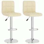 Décoshop26 - Lot de 2 tabourets de bar chaises hautes hauteur réglable en tissu crème et acier DEC029662 - 3000257487767 Décoshop26 - Lot de 2 tabourets de bar chaises hautes hauteur réglable en tissu crème et acier DEC029662 - 3000257487767
