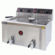 Friteuse industrielle FE-8+8 230V double avec cuves soudées 8+8 litres, robinets de vidange d'huile et thermostats réglables | Sammic - 5130118