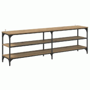 Helloshop26 - Meuble TV rustique polyvalent 160 x 30 x 50 cm avec grandes étagères ambiance cosy en bois d'ingénierie chêne 02_0052714 - Bois mass
