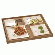 Kit plateau repas Ecokraft carton 4 assiettes Quartz 36,6X29,5X6,5CM - par 30