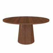 Merax Table à manger ronde Ø110 cm, table de cuisine, table de salle à manger pour 4 personnes, plateau en MDF, piètement pilier, coloris noyer -