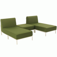 Oviala Business Salon de jardin bas modulable uni 3 places vert kaki Oviala 144 x 128 x 78 cm - vert polyester 115939