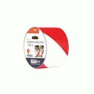 Perel Ruban de barrière sur rouleau de 100 m, idéal pour les clôtures temporaires et les événements, rouge/blanc - 1187-100R