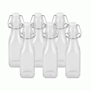 Petites bouteilles en verre à bouchon mécanique – Lot de 6 – 250 ml – Transparent - transparent verre FN34213