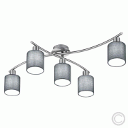 Plafonnier Led 5 lampes culot E14 gris nickel mat - Trio - Garda - cuivre 4017807349221