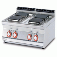 Plaque de cuisson 4 plaques carrées avec limiteur de sécurité thermique. Structure en acier inoxydable. Dimensions 80×70,5×28 cm. Modèle PCQT-78