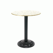 RestooTab - Table Versailles Ø60cm décor terrazzo cassata chants couleur laiton - blanc fonte TB-VRS-R60M-TER.CAS-LAI