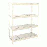 SimonRack Rayonnage industriel, 2000x1200x450 mm, 400 kg au point de flexion, 4 étagères métalliques, rayonnage garage, Blanc/Galvanisé- Ecoforte