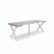SKRAUT HOME Table console extensible, 220, Pour 10 personnes, Pieds bois massif, Ciment - gris Bois manufacturé 294_18