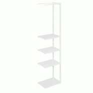Suite structure Cage blanc base métal 58x40x240cm 3 tablettes blanc