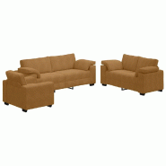 VidaXL Ensemble de canapés 3 pcs avec coussins Marron Velours Modèle Vega Line Pro - Matériau naturel 3324674