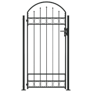 Vidaxl portail de clôture à dessus arqué et 2 poteaux 105x204 cm noir 145751