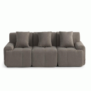Canapé droit modulaire MILYSOFA SOFAMOUS 3 places Tissu chenille Brun cendré - MS-MOUS-3-AB