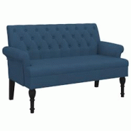 Décoshop26 - Banquette banc avec dossier capitonné et accoudoirs 120 x 62 x 75,5 cm tissu bleu DEC024640 - bleu 3000254817192 Décoshop26 - Banquette banc avec dossier capitonné et accoudoirs 120 x 62 x 75,5 cm tissu bleu DEC024640 - bleu 3000254817192