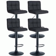 Décoshop26 - Lot de 4 tabourets de bar en PVC noir coutures décoratives piètement métal noir 10_0004501 - noir 3000252142463 Décoshop26 - Lot de 4 tabourets de bar en PVC noir coutures décoratives piètement métal noir 10_0004501 - noir 3000252142463