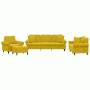 Ensemble de canapés 4 pcs avec coussins jaune velours Modèle Urelionis - 8721012071735