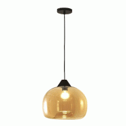 Fabas Luce Suspension Maia en métal et verre soufflé, couleur ambre, Ø 310 mm, E27 60 W, IP20 - Design moderne et élégant pour l'éclairage inté