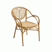Fauteuil de terrasse NATUREA en Aluminium et Rotin synthétique - TIGAONE - beige aluminium 3701680322907