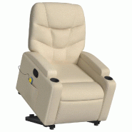 Fauteuil inclinable de massage Crème Tissu Modèle Vervelia - 8721012171053