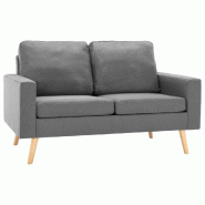 Helloshop26 - Canapé 2 places de salon salle de séjour maison intérieur gris clair tissu 02_0019070 - gris Bois massif 3000950588006